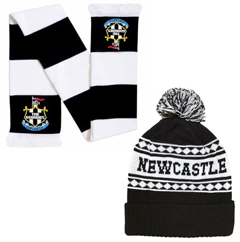 Beyond Happy Newcastle Bonnet de ski noir et blanc – Bonnet d'hiver élégant pour Geordies – Bonnet de football ultime pour plus de confort et de chaleur