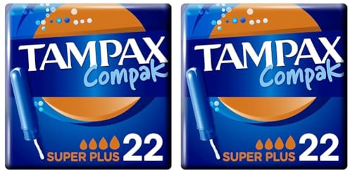 Tampax Compak, Tampons Avec Applicateur Super Plus, 22 Pochettes Individuelles, Flux Abondants, Sans Parfum et Colorant, Testé sous Controle Gynécologique, Protection Et Confort Pendant Vos Règles