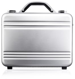 GUARDIQUE Aluminium Aktentasche, CW-023, mit Deckeleinsatz & Trennwand-Set, Attachékoffer, Aktenkoffer aus Aluminium, Alu-koffer, Demonstrationskoffer, Schutzkoffer, Silber, 34,2 × 25,2 × 10,5 cm