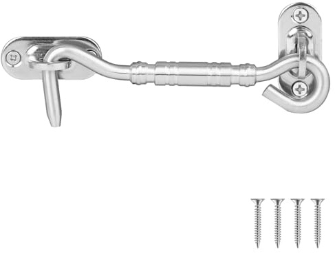 Scheunentürschloss, massiver Edelstahl-Haken und Ösen, Verriegelung für Fenster, Scheunentüren, Kabine, Schiebetüren, Doppeltore, Garagentüren, Schuppentüren, 10,2 cm, massiver Edelstahlriegel
