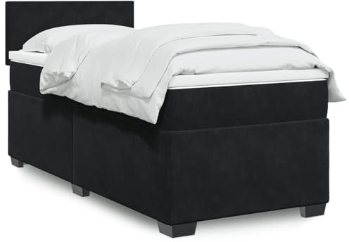 qohoio Boxspringbett mit Matratze Schwarz 80x200 cm Betten Bett Mit Matratze Bett Boxspringbett Schlafzimmer MöBel Samt - 3288458