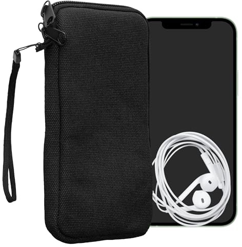 kwmobile Handy Tasche kompatibel mit Smartphones XL - 6,7/6,8 Hülle - Canvas Handyhülle mit Mikrofaser Inlay in Schwarz - Handytasche mit 17,2 x 8,4 cm Innenmaße