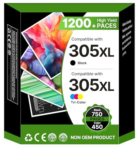305XL Ink Cartridges Black and Colour Replacement for HP 305 Ink Cartridges Printer Ink 305XL for HP DeskJet 2700 2710e 2720e 4120e 2721e Plus 4100 4120 Envy 6000 6020e 6032e 6032 Pro 6430,2-Pack