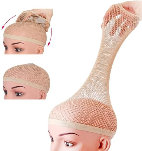 Hair Net for Wigs, Wig Caps to Hold Wig in Place, Wig Net for Long Hair, Nude, 2 Pieces