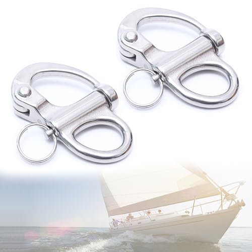 2 Stück Edelstahl Schnappschäkel,316 Edelstahl Jaw Swivel Snap Shackle,Swivel Eye Snap Shackle Heavy Duty Snap Schäkel Quick Release Marine Swivel Schäkel Haken Schäkel Clip Für Segelboot Sandsack
