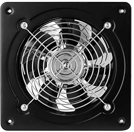 Super Quiet 8 Inch Metal Bathroom Exhaust Fan 220V Wall/Ceiling Ventilation Blower for Bathroom Black (200mm Diameter)