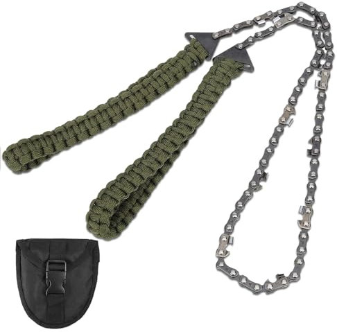 Jiavlyx Hand Drahtsäg, 65cm Tragbare Kettensäge,11 Zähne Ferromangan Klappbare Kettensäge, Survival Handkettensäge, Schnelles Schneiden,Für Outdoor-Notfälle, Reisen, Camping, Wandern