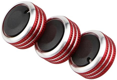 LFDTO 3-teiliger Klimaanlagenknopf, passend for Daewoo Matiz, passend for Chevrolet Joy, passend for Exclusive 98, Auto-AC-Klimaanlage, Knopf, Wärmeregler, Schalterknöpfe(Red)