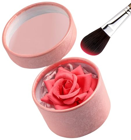 3D Rose Blush for Cheeks, Petal-Infused Silky Pink Blush Powder with Buildable Shimmer, Buildable Natural Glow Face Rouge Rosy Makeup Gift for Women and Girls