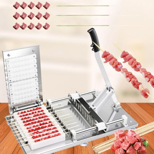 Machine à kebab manuelle en bambou et acier inoxydable, facile à utiliser pour brochettes de barbecue faites maison