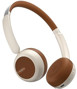Micool Retro On-Ear Wireless Kopfhörer mit Lange Akkulaufzeit, Hi-Fi Audio Headset Bluetooth 5.4, Noise Cancelling Bluetooth Kopfhörer mit bequemen Ohrpolstern für Reisen Arbeit Fitnessstudio (Weiß