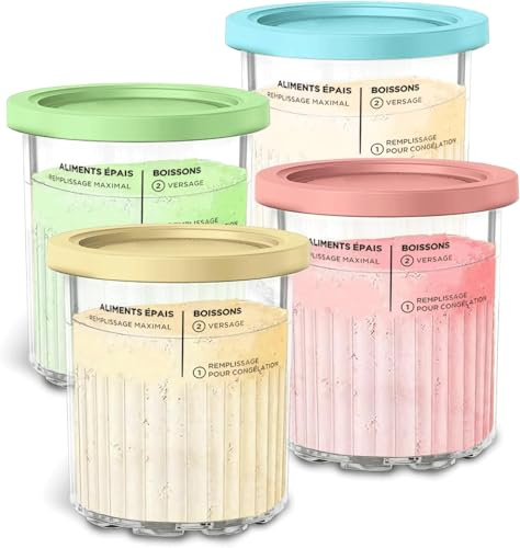 Premium 24 oz. Pint-Behälter Set für Ninja Creami Deluxe NC500/NC501 Serie - 4er Pack,680ml | BPA-frei, spülmaschinenfest & Auslaufsicher Deckeln Deluxe Creamy Becher NC501 NC500