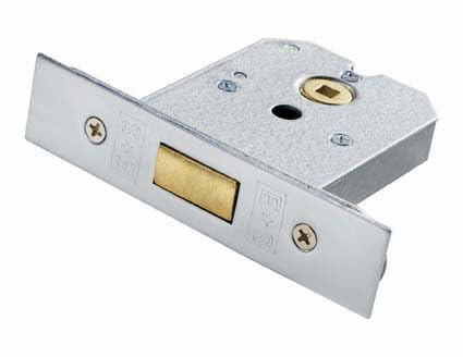 Kooples Hardware Flat Deadlock – Compact Mortice Lock for Internal Doors – Ideal for Privacy and Security – Suitable for Bathroom Turns and Keyed Escutcheons (Satin Chrome Plated, 64mm)
