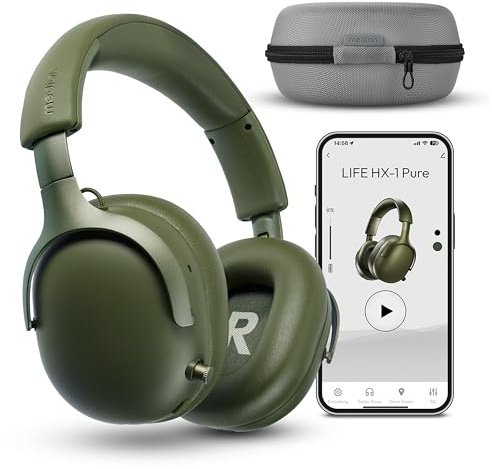 MEDION Over Ear Kopfhörer HX-1 Pure (kabellos, Bluetooth 5.4, Wireless, Passive Noise Isolation, 3+1 EQ Presets, bis zu 100 Stunden Akkulaufzeit, IPX4 Spritzwasserschutz) grün