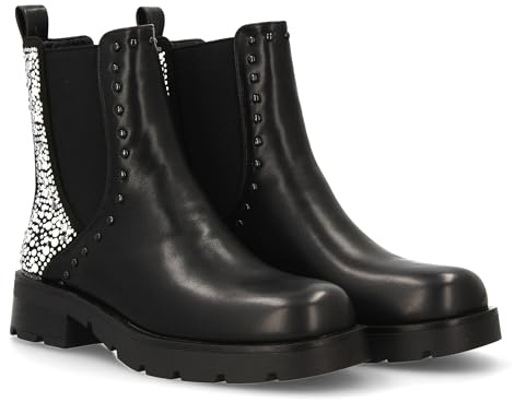 shoes&blues.es Stivale Chelsea con stampa liscia. Borchie scintillanti sul Talon. Chiusura a zip. Ideale per donna nella stagione ottono invernale., Nero , 41 EU