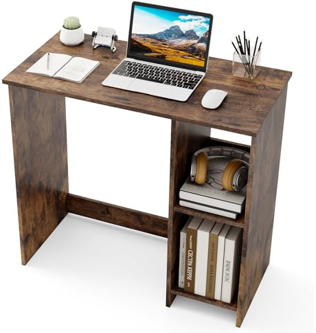 LIFEZEAL Scrivania Ufficio, Scrivania per Computer, con 2 Ripiani, Salvaspazio, Moderno, Scrittoio, Postazione di Lavoro, Tavolo Porta PC, in Legno, 80x40x74cm, Montaggio Facile, Max 130kg (marrone)