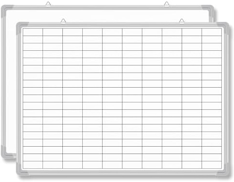 AmazingSpark Lined Whiteboard Blank Grid Aluminum Frame Dry Erase Board Reusable Wall Mounted Board for Scheduling, to Do Lists Weekly Planning Home Work(24 x 18 Inch,Whiteboard with Grid)