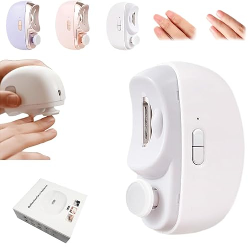 Coupe-Ongles Électrique Rechargeable, 2 Vitesses, Polisseur Automatique avec Lumière LED pour Manucure Pédicure, pour Seniors, Bébés, Maison, Bureau, Salon (Blanc)