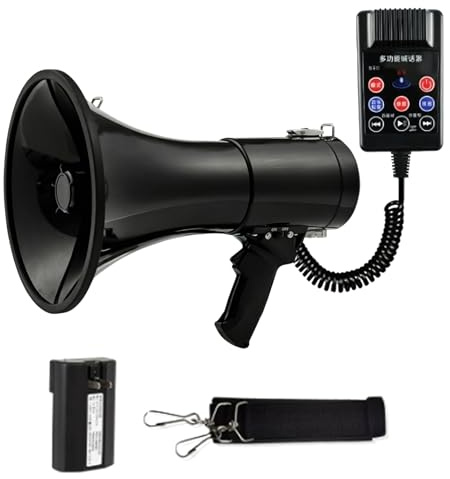 Zephviora Megaphon mit Bluetooth & Sirene, 2000M Reichweite Handheld Megafon mit abnehmbarem Mikrofon, Wiederaufladbarer Lautsprecher mit Sirene für Outdoor Events, Menschenmengenkontrolle, Sport
