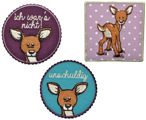 alles-meine.de GmbH 3 TLG. Set: Niki REH Kitz 6,8 cm * 6,8 cm Bügelbild Aufnäher Applikation - Rehe Waldtier Rehkitz Hirsch
