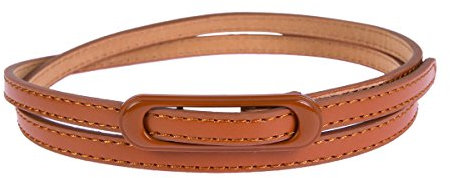 Damara Damen Bunt Fashion Kunstleder Schmale Gürtel,Braun