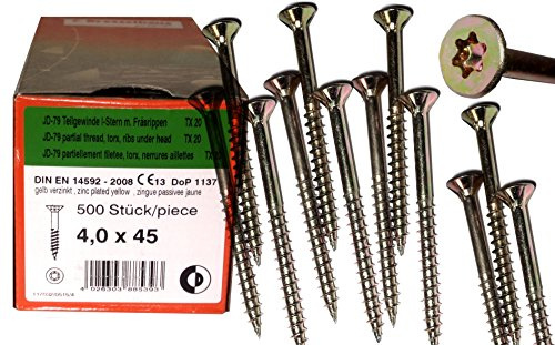 Torx Spanplattenschrauben 4,0 x 45 mm, Dresselhaus JD79, I-Stern, 500 Stk/Paket