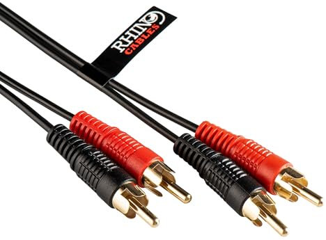 rhinocables 2 Phono to 2 Phono RCA Audio Cable | Dual/Twin Male to Male Splitter, Gold-Plated Connectors for Premium Audio | Compatible with TVs, Speakers, Sound Systems, Home Theatre & More (50cm)