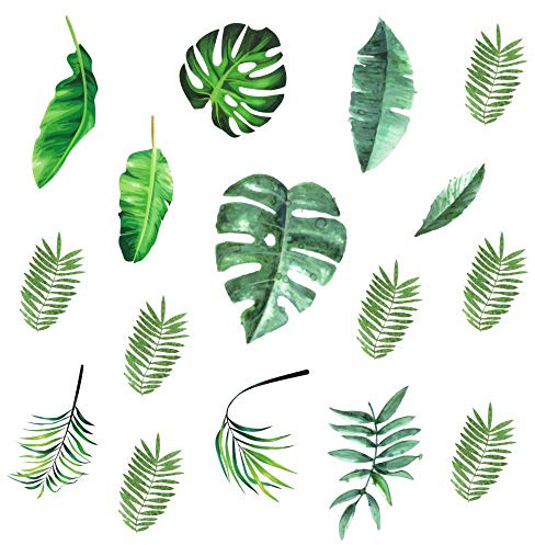 Leaf Wall Decals, H2MTOOL 64 PCS Removable Tropical Plants Tree Leaves Stickers for Kids Nursery Room Decor