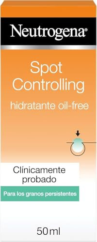 Neutrogena Spot Controlling Hidratante Oil-Free (1 x 50 ml), crema hidratante facial con ácido salicílico para piel propensa al acné, crema para la cara libre de aceites no comedogénica