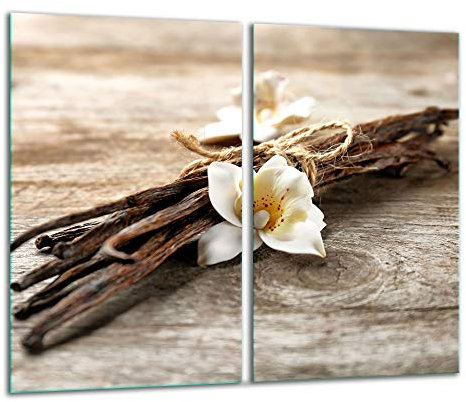 TMK Plaque de protection universelle pour plaque de cuisson 2 x 30 x 52 cm 2 pieces Pour plaques de cuisson Protection contre les éclaboussures Planche a découper en verre trempé Décoration Fleur