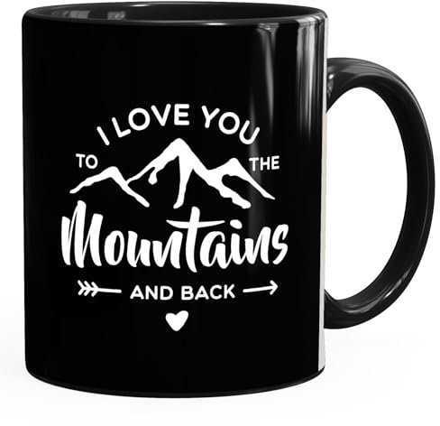 Moonworks® Kaffee-Tasse I love you to the mountain and back Liebeserklärung Geschenk Freund Freundin schwarz unisize
