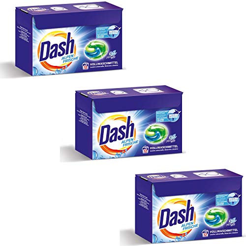 Dash Alpen Fresh 3 en 1 – Detergente completo Caps para ropa limpia y fresca – 3 x 12 unidades