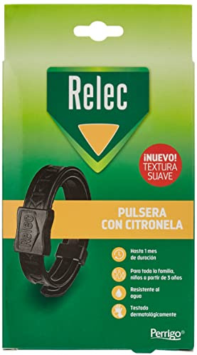 Relec Pulsera Citronela Antimosquitos Negra (+3 años), 1 ud | Eficaz contra picaduras, uso familiar, protección prolongada, zonas templadas, resiste al agua, apto niños + 3 años