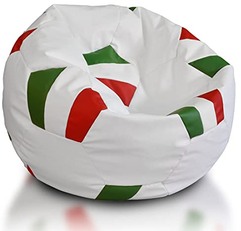 Ecopuf Sittsäck fotboll National Euro 2020 av konstläder, rund, fyllning av polystyrenpärlor, diameter 65 cm, höjd 45 cm