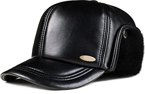 DongBao Herren Leder Fliegermützen Mit Ohrenschutz Winter Baseball Cap Outdoor Mützen Warm Kappe Freizeit Basecap