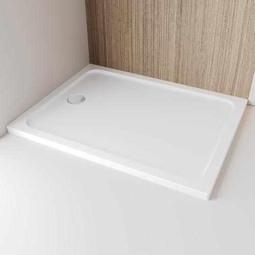 IMPTS 4cm Superflach Duschwanne 120x80cm Duschtasse Acrylwanne für Duschkabine Dusche Mit Ablaufgarnitur