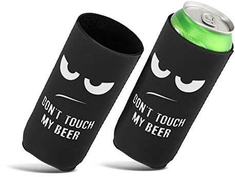 kwmobile 2x 500ml Can Dosenkühler - für Bierdosen und andere Getränkedosen - - Don't touch my beer Weiß Schwarz