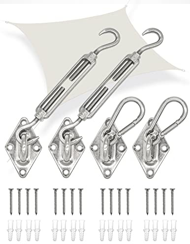 AMANKA Kit Fissaggio Tenda da Sole Quadrata - Set Acciaio Inox per Vela Ombreggiante Rettangolare