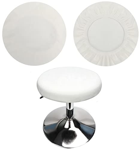 HuaLiSiJi Copri Sgabello Rotondo Fodera Sgabello Rotondo 30-40cm, Lavabile Facile da Pulire Traspirante e Resistente (Bianco)