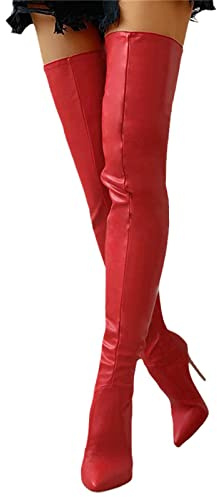 EGSDMNVSQ Stivali Invernali delle Donne Overknee Stivali Alti Invernali Stivali Lunghi con Cerniera Coscia Stivali Alti Scarpe Stiletto Tacchi Alti Stivali Lunghi