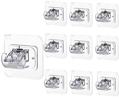 YPLonon Selbstklebende Gardinenstangen Halterung 10 Stück Vorhangstange Halterung Transparente Gardinenstangenhalter Curtain Rod Holder Gardinenstange Ohne Bohren für Haus Küche Badezimmer