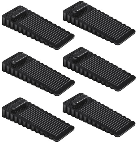 Vinabo Türstopper aus PVC, 6 Stück, höhenverstellbar, stapelbar, für Türen und Böden aus verschiedenen Materialien – Schwarz