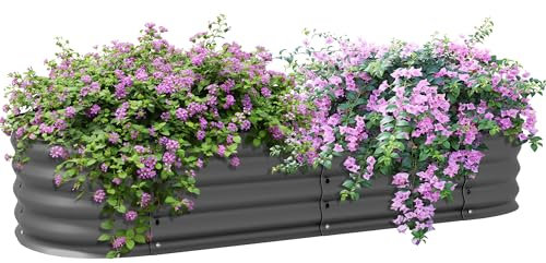 Outsunny Galvanised Raised Beds for Garden, Metal Elevated Planter Box with Safety Edging, Easy DIY for Growing Flowers, Herbs, Succulents, 150 x 62 x 30cm, Dark Grey