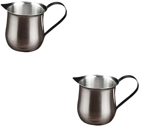 OUNONA 2pcs Milk Jug Lids Stainless Steel Milk Container for Kefir Pitcher for Dessert Shop Cafe Restaurant Home