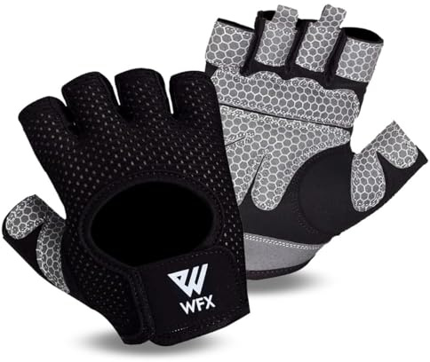 WESTWOOD FOX Guanti da fitness traspiranti e antiscivolo, per uomo e donna, per sollevamento pesi, bodybuilding, palestra, crossfit, allenamento con i pesi (NERO Senza Polso, L)