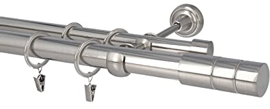 HDTL Kit Bastone per Tende in metallo 25/19mm Acciaio Inox Montaggio a Muro 200 cm Gaja
