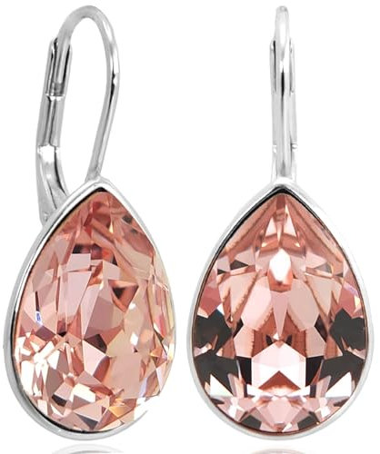 925 Ohrringe Silber Rosa Kristalle aus Österreich Vintage Rose Tropfen NOBEL SCHMUCK