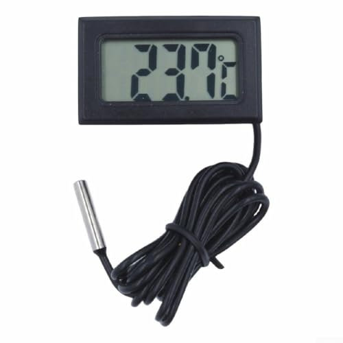 Mini termómetro digital, monitor de temperatura digital LCD negro con sonda, cable de 1 a 5 m de longitud para refrigerador, acuario (2 metros)