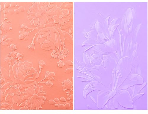 2 Stücke 3D Prägeschablone für Kartenherstellung Blüte Blumen Texturen Eindrücke Muttertag Karte Hintergrund Kunststoff Prägeschablonen Vorlage für DIY Scrapbooking und andere Papierbasteleien