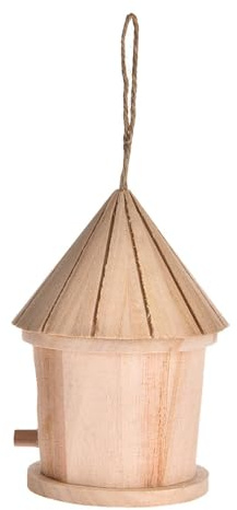 Kixolazr Maison d'oiseau en Bois,Nid d'oiseau bourdonnement Naturel Suspendu Bricolage - Hutte de balançoire pour Colibri Naturel pour Wren Swallow Sparrow Hummingbird Finch Houses Garden Decor